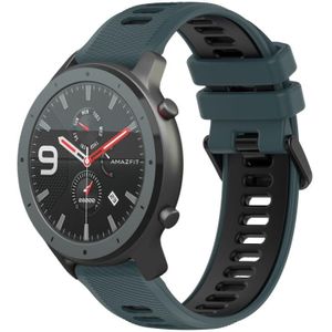 Voor Amazfit GTR 47 mm 22 mm sport tweekleurige siliconen horlogeband (olijfgroen + zwart)
