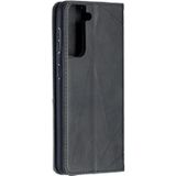 Voor Samsung Galaxy S30 Rhombus Textuur Horizontale Flip Magnetic Leather Case met Holder & Card Slots(Zwart)