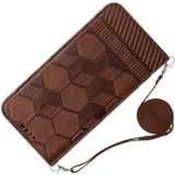 Crossbody Football Texture Magnetic PU Phone Case For iPhone 13 Pro Max(Brown)