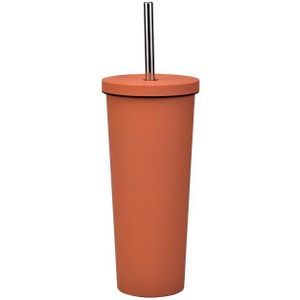 700ml grote capaciteit dubbele roestvrij staal stro cup vacum outdoor 304 isolatie cup auto water cup (Cinnabar oranje)