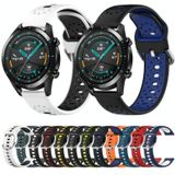 Voor Huawei Watch GT3 Pro 43 mm 20 mm ademende tweekleurige siliconen horlogeband (olijfgroen + zwart)