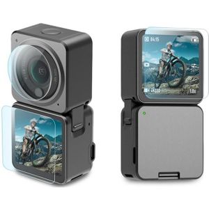 PULUZ 3 in 1 lens + voor- en achterkant LCD-scherm 9H 2.5D gehard glasfilm voor DJI-actie 2