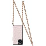 Elegant Rhombic Pattern Microfiber Leather + TPU Shockproof Case met Crossbody Strap Chain voor iPhone 12 Pro Max