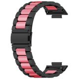 Voor Huawei Watch Fit 2 Drie-kralen metalen roestvrijstalen horlogeband (zwart roze)