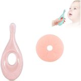 2-in-1 Baby Siliconen Tandenborstel Creative Baby Soft Hair Korte Handvat Korte Hals Protector (Roze)