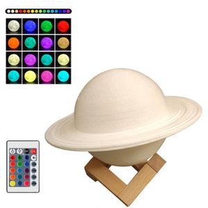 3D-printen LED Saturnus Night Light USB Planet Lamp  Grootte: 22cm  Stijl: Afstandsbediening 16-kleuren