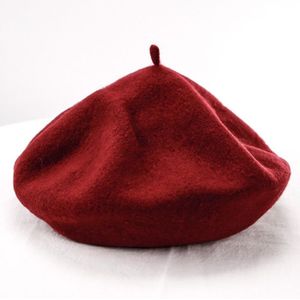 Vrouwen wol Vintage effen kleur Berets Cap (Brick Red)