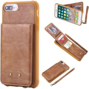 Voor iPhone 6 Plus Vertical Flip Shockproof Leather Protective Case met Short Rope  Support Card Slots & Bracket & Photo Holder & Wallet Function(Brown)