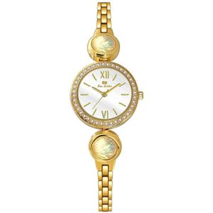 BS Bee Sister FA1649 Retro Malachite Small Green Watch Temperament Ladies Watch(Golden White)