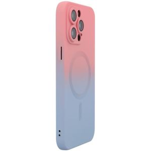 Voor iPhone 13 Pro Max ENKAY Hat-Prince MagSafe Regenbooggradint siliconen telefoonhoesje met lensfilm (roze blauw)