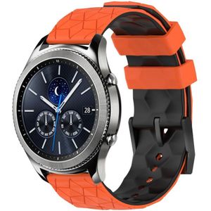 For Samsung Gear S3 Classic 22mm Football Pattern Two-Color Silicone Watch Band(Orange+Black)