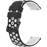 Voor Garmin Venu SQ 20 mm tweekleurige poreuze siliconen horlogeband (zwart + wit)