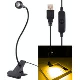 3W 360 graden rotatie USB Metalen Flexibele Hals LED-licht met Switch & Clip (Warm Wit Licht Zwart)