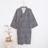 Man zuiver katoen Double-Deck badjas kimono pyjama Home Wear  maat: L (Navy)
