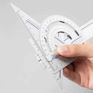 Originele Xiaomi Youpin Fizz Aluminium Alloy Ruler Set Ruler Drawing Measurement Geometrische Driehoek Protractor (Blauw)