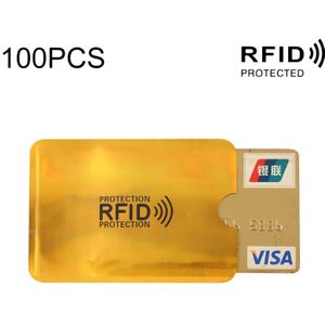 100 stuks aluminiumfolie RFID blokkeren credit card ID Bank kaart geval kaarthouder cover  grootte: 9 x 6.3 cm (goud)