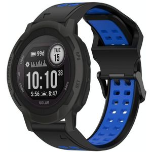 Voor Garmin Instinct 2S 20 mm tweekleurige siliconen horlogeband met omgekeerde gesp (zwart + blauw)