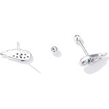 S925 Sterling Silver Colorful Zircon Wing Ear Stud Women Earrings