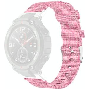 Voor Huami Amazfit T-Rex A1918 Nylon Canvas vervangingsband met utility knife(pink)