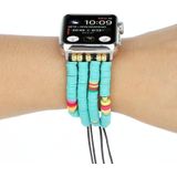 Bohemian Style Soft Ceramic Beaded Strap Voor Apple Series 6 & SE & 5 & 4 44mm / 3 & 2 & 1 42mm(Blauw)