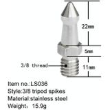 BEXIN LS036 2PCS roestvrij staal 3/8 inch voeten schroeven voor spiegelreflex statief