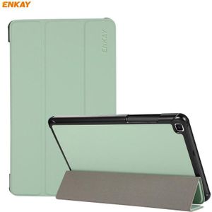 Voor Samsung Galaxy Tab A 8.0 T290 / T295 ENKAY 3-opvouwbare huidtextuur Horizontale flip PU leder + pc-hoesje met houder(groen)