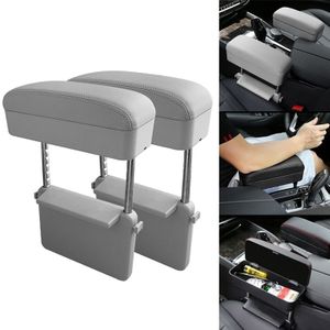 2 PCS Universal Car PU Leder verpakt armsteun Box Cushion Armsteun Box Mat met opbergdoos (Grijs)