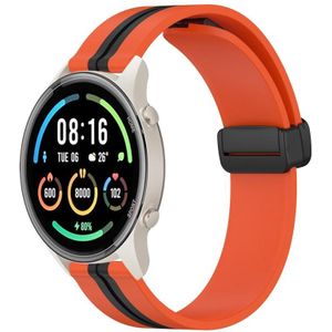 Voor Xiaomi MI Watch Sport 22 mm opvouwbare magnetische sluiting siliconen horlogeband (oranje + zwart)