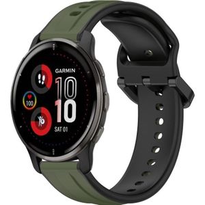 Voor Garmin Venu 2 Plus 20 mm bolle lus tweekleurige siliconen horlogeband (donkergroen + zwart)