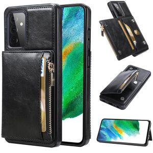 For Samsung Galaxy A72 5G / 4G Zipper Wallet Bag PU Back Cover Shockrpoof Phone Case with Holder & Card Slots & Wallet(Black)