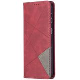 Voor Samsung Galaxy S30 Plus Rhombus Textuur Horizontale Flip Magnetic Leather Case met Holder & Card Slots(Red)