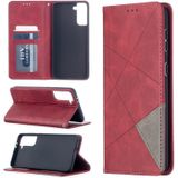 Voor Samsung Galaxy S30 Plus Rhombus Textuur Horizontale Flip Magnetic Leather Case met Holder & Card Slots(Red)