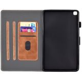 Voor Galaxy Tab A 8.0 (2019) T290 Embossing Sewing Thread Horizontal Painted Flat Leather Case met Pen Cover & Anti Skid Strip & Card Slot & Holder(Brown)