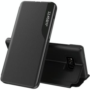Voor Samsung Galaxy S8 Side Display Magnetic Shockproof Horizontale Flip Lederen Case met houder (zwart)