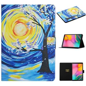 Voor Samsung Galaxy Tab A 10.1 (2019) T510 Gekleurd tekenpatroon Horizontaal Flip Lederen kast met Holder & Card Slots (Starry Sky Tree)