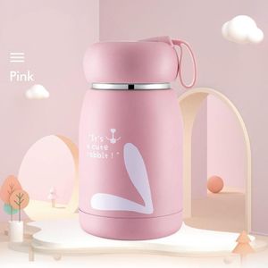 Cartoon Thermos Mok Intelligente Temperatuur Meting Kleur Verandering Display Temperatuur Water Cup Paar Kinderen Student Cup  Capaciteit: 320ml (Roze)