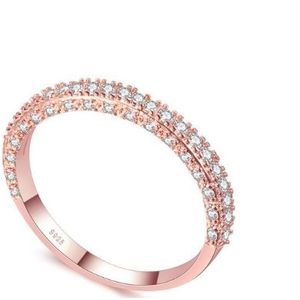 Dubbele rij voor vrouwen mode Cubic Zirconia Wedding Engagement Ring  ring grootte: 10 (Rose Gold Deputy ring)