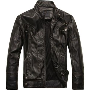 Mannen plus Velvet mode lederen jas motorfiets jas (kleur: zwart maat: XL)