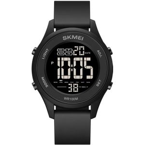 SKMEI 1758 Multifunctionele LED Digitale Display Lichtgevende Siliconen Band Elektronische Horloge (Zwart)