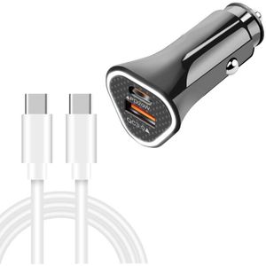 TE-P23 38W PD USB-C / TYPE-C + QC3.0 USB Triangle Car Charger + USB-C / Type-C naar USB-C / Type-C-gegevenskabel  Lengte: 1M