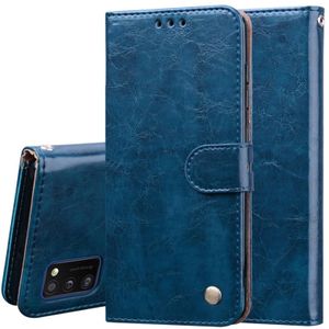 Voor Samsung Galaxy A41 Business Style Olie Wax textuur horizontale flip lederen hoes met Holder & Card Slots & Wallet(Royal Blue)