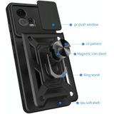 Voor Motorola Moto G72 Sliding Camera Cover Design TPU+PC Phone Case(Groen)