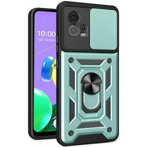 Voor Motorola Moto G72 Sliding Camera Cover Design TPU+PC Phone Case(Groen)
