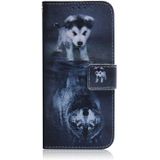 Wolf en hond patroon gekleurde tekening horizontale Flip lederen draagtas voor Nokia 3 1 Plus  met houder & kaartsleuven & portemonnee