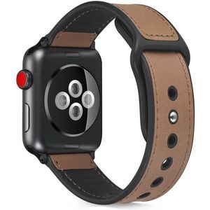 Plak lederen TPU-watchband voor Apple Watch Series 6 & SE & 5 & 4 40mm / 3 & 2 & 1 38mm(lichtbruin)