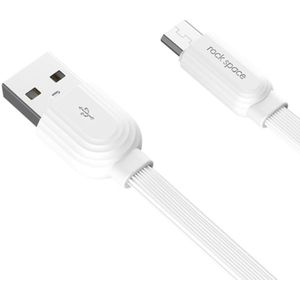 ROCK S5 2A Micro USB Opladen + Data Synchronisatie TPE Flat Shape Data Kabel  kabellengte: 1m (wit)