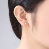 Vrouwen Pentagram oorbellen sterretjes en 925 Sterling zilveren ster Stud Dangle ketting Earrings(White)
