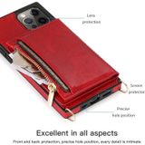 Vierkante rits portemonnee tas TPU + PU Back Cover Case met houder & kaartslots & portemonnee & cross-body riem voor iPhone 12 Pro Max(Rose Glod)