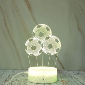 Drie voetballen vorm creatieve crack Touch dimmen 3D kleurrijke decoratieve nachtlampje