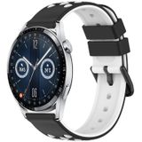 Voor Huawei Watch GT3 42 mm 20 mm tweekleurige poreuze siliconen horlogeband (zwart + wit)